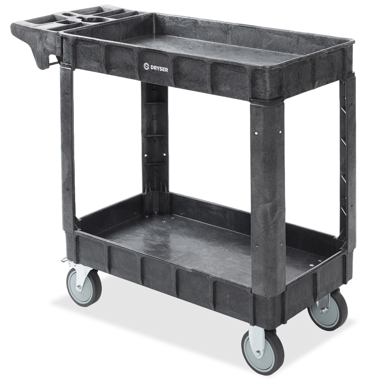 Dryser Utility Cart with Wheels, 40" x 17" Heavy Duty 550 lb. Capacity with Shelves - 2 Tier Rolling Cart with Two 5" Swivel Casters for Warehouse, Garage, Cleaning